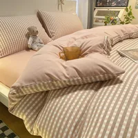 4pcs Solid Color Bedding Set Quilt Duvet Cover Sheet  100% Cotton Microfiber for Cotton Bedding Duvet Single Queen King Size 6