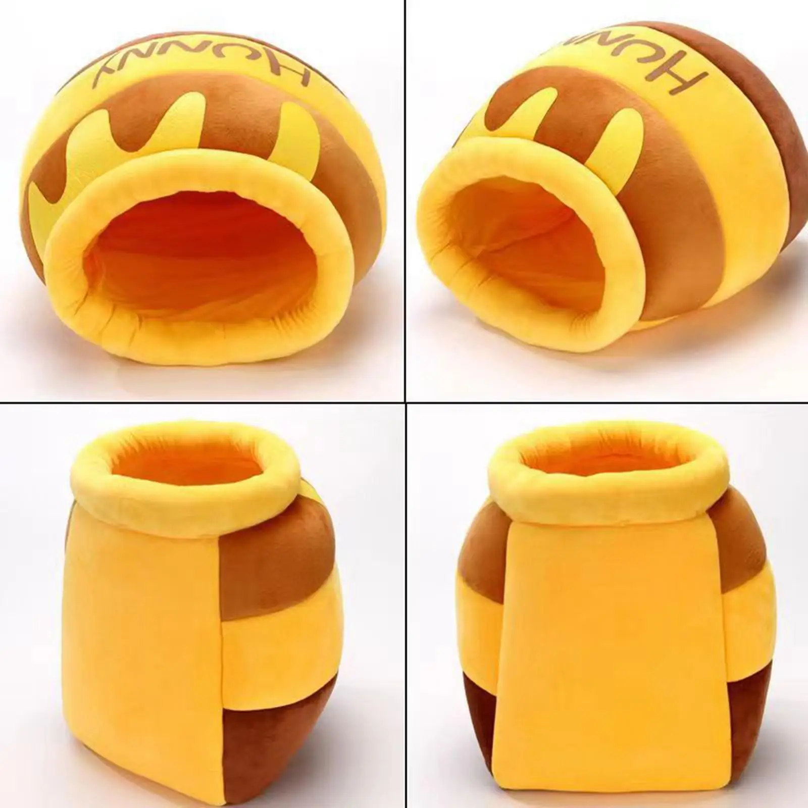Cat Bed Honey Pot Shape Comfortable Nest Nonslip Bottom Non Slip Cartoon Kennel Pet Cat Bed Removable Cushion Cave Sleeping Bed