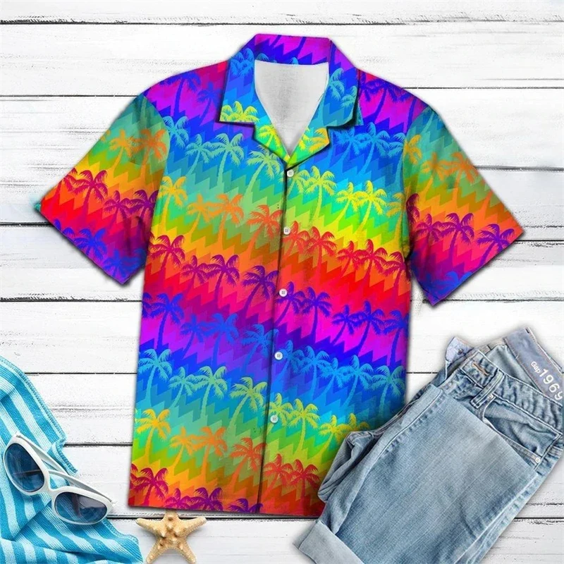 

Mens Designer Clothes 3D Print Shirt Oversized Summer 2024 Travel Hawaii Beach Hawaiian Harajuku Colorful Camisa Masculino Male