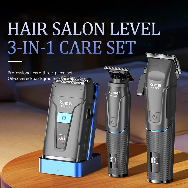 KEMEI Hair Salon Professional Hair Clipper and Shaving Set Mini Shaver Carving Scissor Professional Digital Hair Clipper KM-2357 5