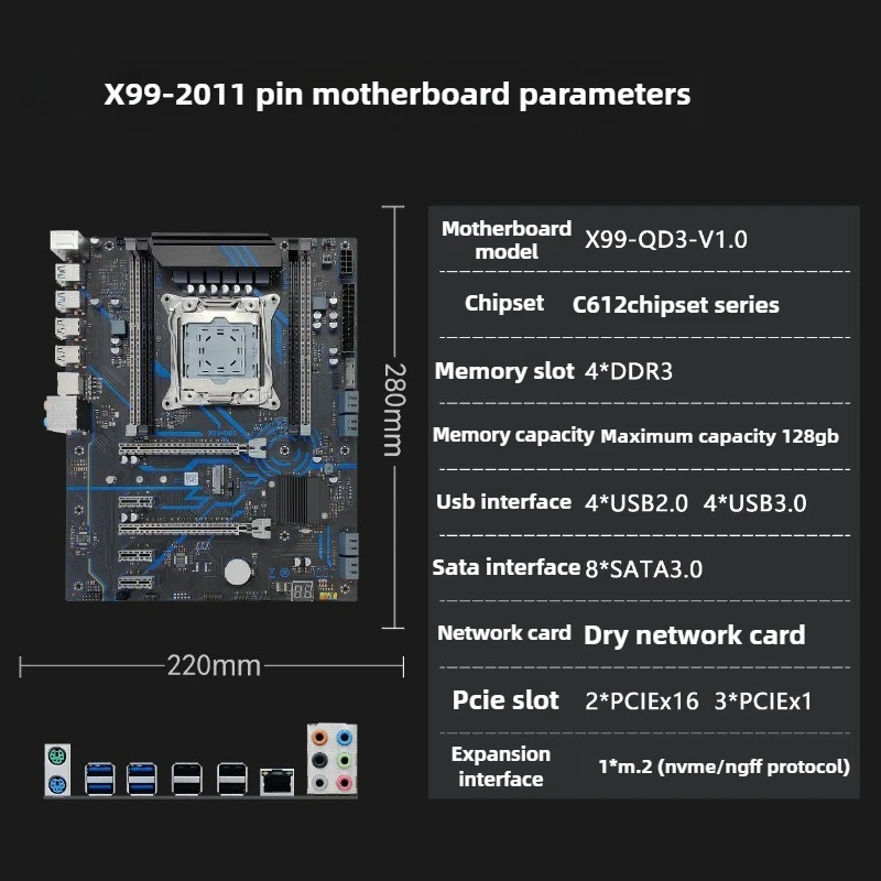 X99-qd3 데스크탑 컴퓨터 메인보드 오리지널 C612x99 칩 2011-3 핀 DDR3 4슬롯 신형 대형 보드