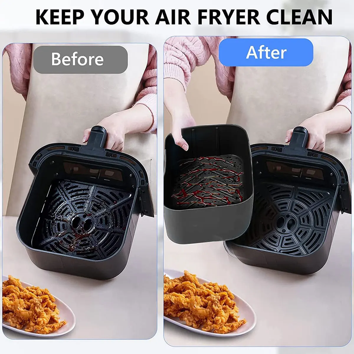 Description Picture 3 of itemAir Fryer Silicone Tray Rectangle Oven Baking Tray Basket Reusable Liner Insert Dish For Ninja Foodi fryer Pan Accessories