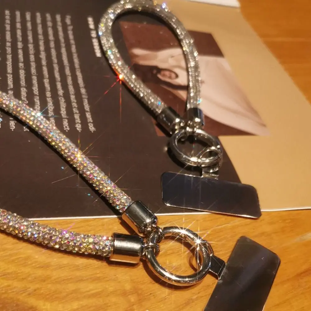 Trendy Glitter Rhinestone Phone Lanyard Bright Bling Bling Phone Wrist Straps Anti-lost Wrist Rope Phone Accessories
