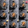Natural Stone S925 Silver Ring Tiger Eye  Stone Retro Engagement Wedding Party Gift for Women Jewelry