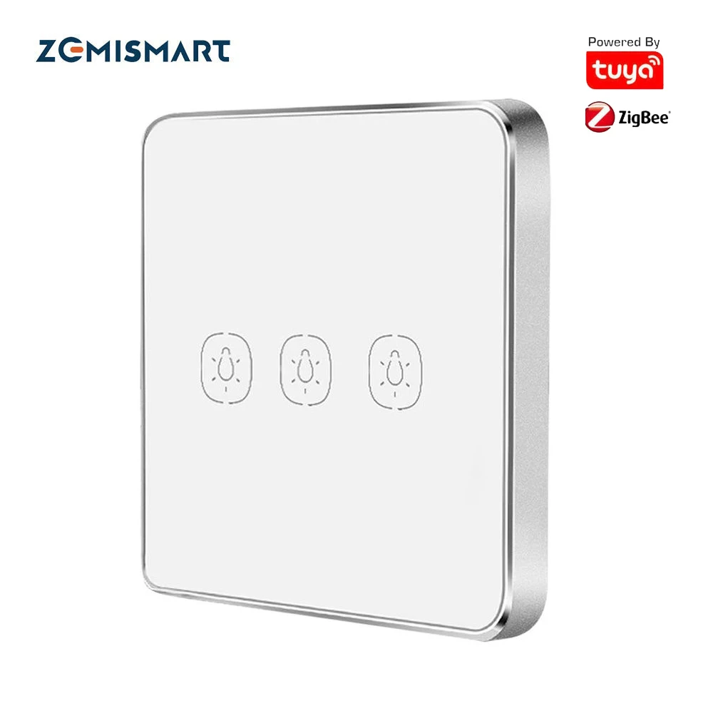 Zemismart-tuya Zigbee Interruptor Cena sem Fio Interruptores Gang Luz Toque Adesivo de Parede Alimentação por Bateria Smart Life App Controle