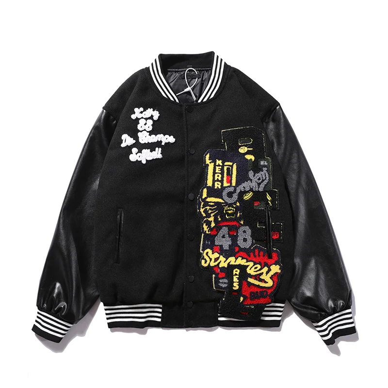 TRAVIS SCOTT Jacket Embroidered Colorblock Baseball Uniform Jackets -  AliExpress