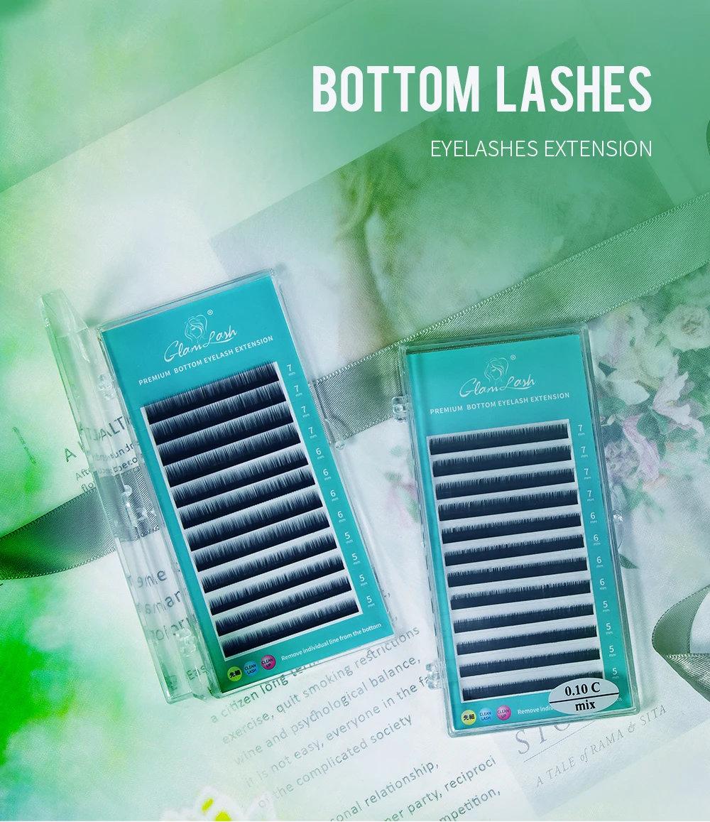 GLAMLASH Lower Eyelashes Extension Supplies Individual Soft Natural Under Bottom Lash Makeup Tool