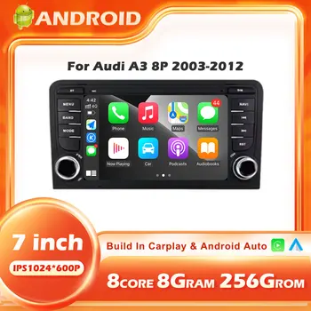 Radio Multimedia para Auto con Android 16, GPS, Carplay Inalámbrico para Audi A3 8P 2003-2012, RS3 Sportback 2011-2012, S3 8P 2006-2012 1