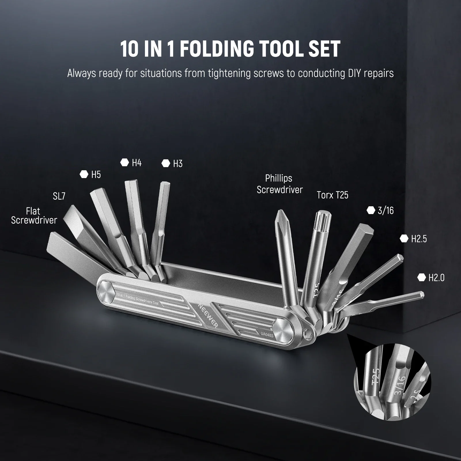 10-in-1 Folding Screwdriver Set Pocket Tool for Camera Cage Rig Top Handle Tripo