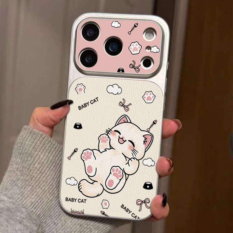Adorable Pink Paw Polka Dots Cat Phone Case Cover