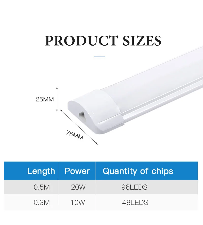 Description Picture 3 of itemConnectable Light Tubes LED With Switch Cable 110V Home Strip Luminaire 10-20W Interior Office Reading Mirror Ceiling Lamp Bulbs