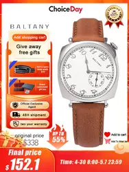 Baltany 1921 Retro Classic Men's Manual Automatic Mechanical Watch Seagull ST1701 Luxury Sapphire Leather Waterproof 5Bar Watch
