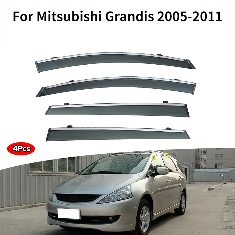 DOOR VISOR Window Visor for Mitsubishi Grandis 2005-2011 Accessories Weather Guard Door Visor Vent Shades Door Vent Shades