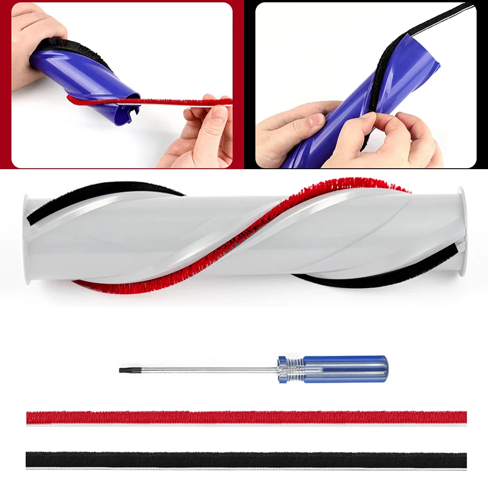 2pcs Vacuum Cleaner Brush Head Soft Plush Strips For Dyson  V11 - V15 Vacuum Cleaner Soft Rolling Brush Strips Replacement Parts