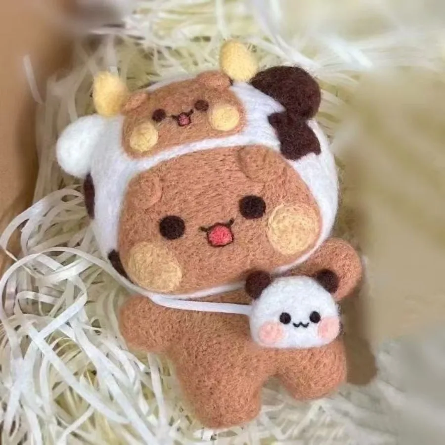 Bubu Dudu Wool Needle Felting Kit Non-finished Dolls DIY Felting Set Yier Panda Bear Handmade DIY Gift Animal Felt Crafts needle felting kit wool felting kit
