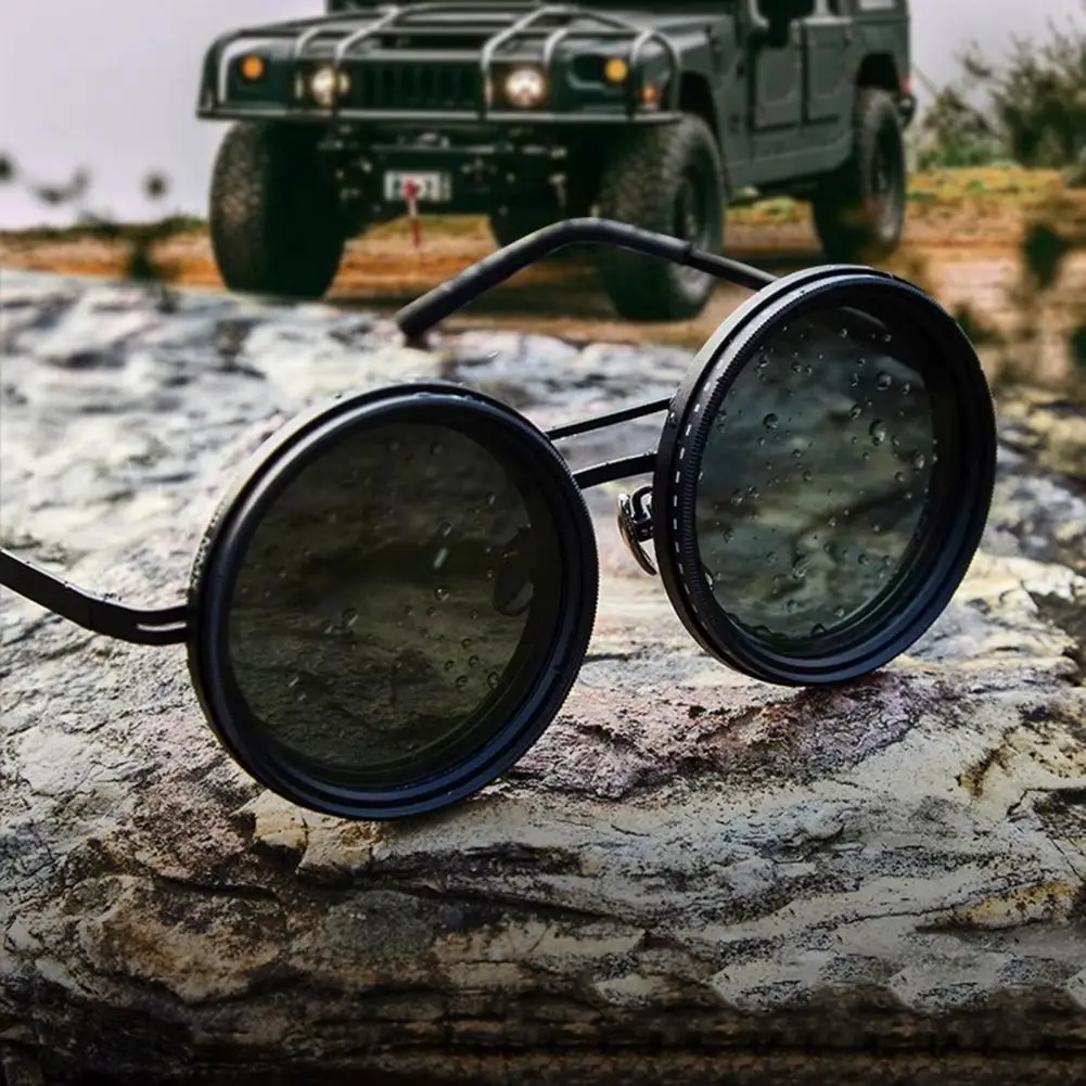Round Polarized Sunglasses 1-9 Gears Adjustable Sun Glasses ND Filter Lenses Men Women Eyewear Handcrafted