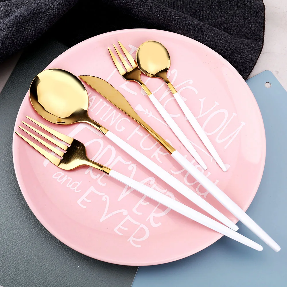 24Pcs/30pcs Wedding Supplies Kitchen Dinnerware Tableware Spoon Fork Knife Set Washing Utensils Cutlery Lunch Of Dishes Complete cutlery set western style cutlery set picnic cutlery set stainless steel cutlery set camping cutlery set wooden cutlery set