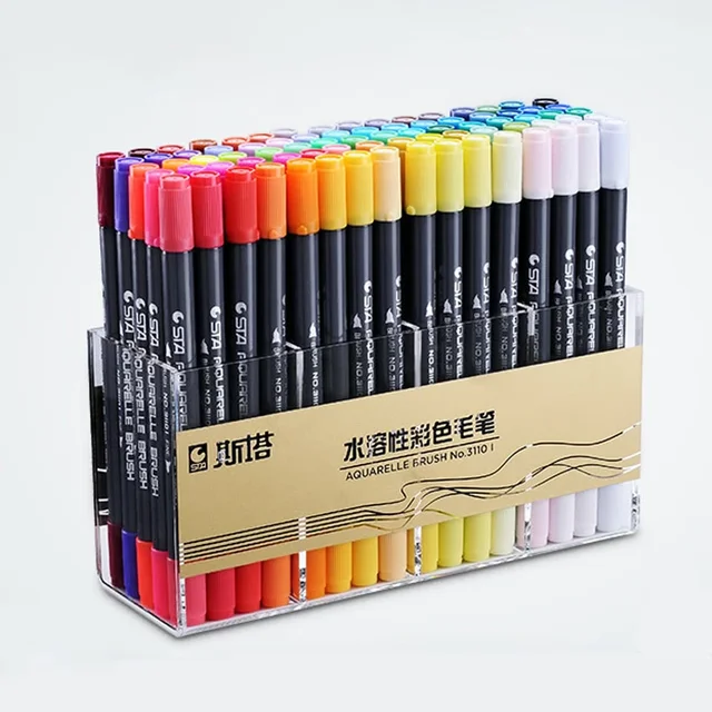 STA Watercolor Brush Pen Set Waterbrush Daul Tip Caligraphy Brushpen Markers Drawing Pen Manga Art Markers School Art Supplies 1