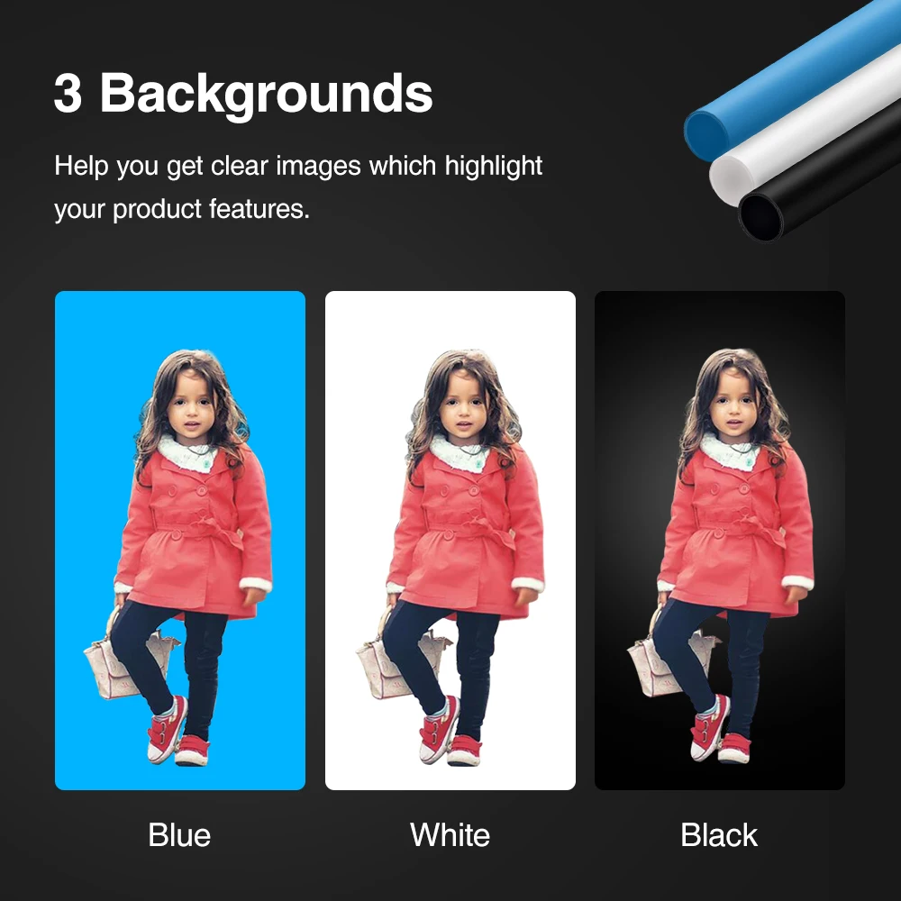 120*100*120cm Big Photo Studio Light Box Photography With 3 LED And Black, White, Blue Backdrops,Shooting Box Tent For Big Item