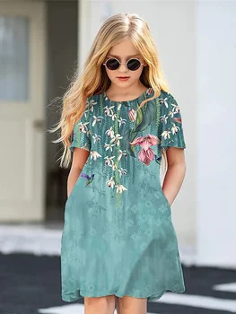 Girls Off-Shoulder Print Dress 1