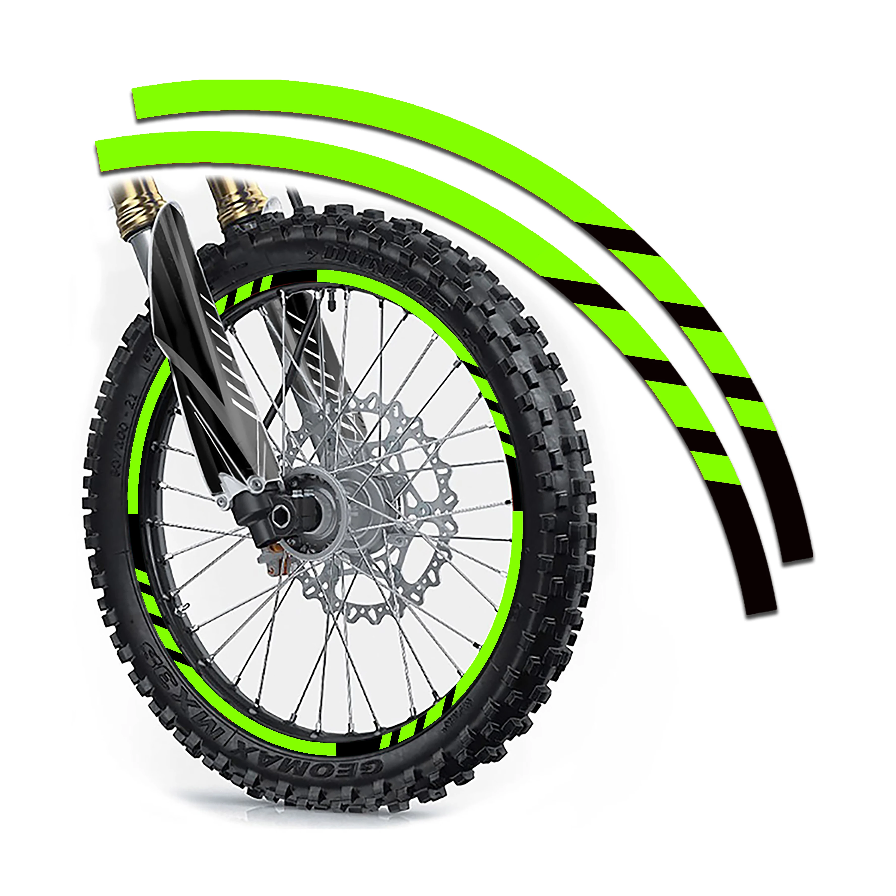 

JY Racing 21 ''x 18'' обод лента мотоциклетная колесная наклейка шина Декор внедорожный велосипед Supermoto 17 ''x 17'' зеленый черный, 16 полосок