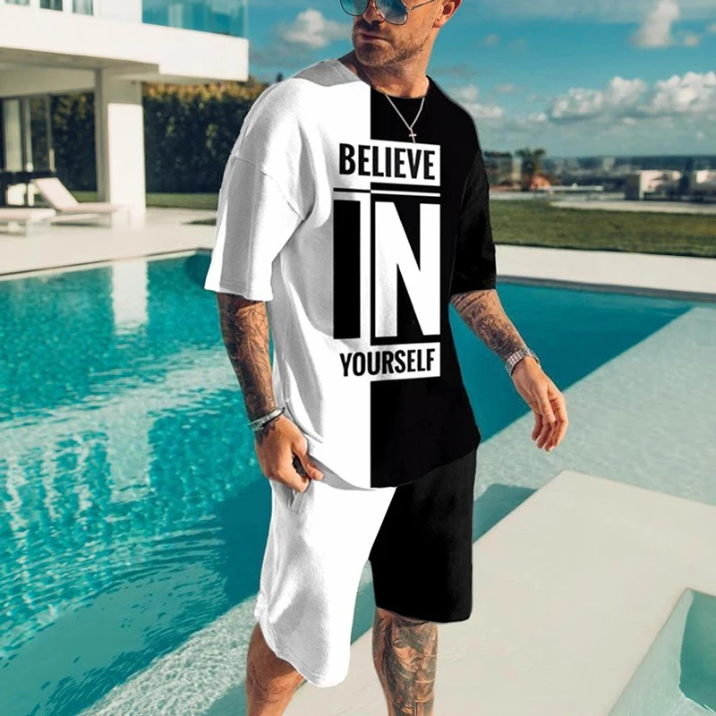 

Summer Men Sport Suit 2 Piece Sets Tracksuit Men's Oversized Clothes Retro Beach Style 3D Printed t shirts Men Suit shirt Shorts