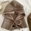 Knitted Balaclava Hat Winter Warm Thicken Imitation Cashmere Scarf Set Shawl Pullover Hat Accessories For Women Girl 6