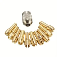 11pc Brass Chuck Silver Nut Electric Grinding Drill Bit Clamp Mini Drill Bit Chuck Electric Tool Accessory Set 2