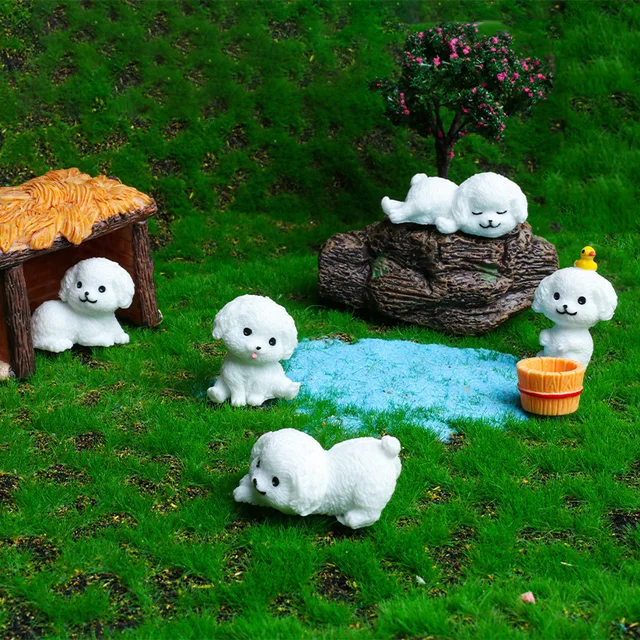 Mini Cute Poodle Dog Figurines