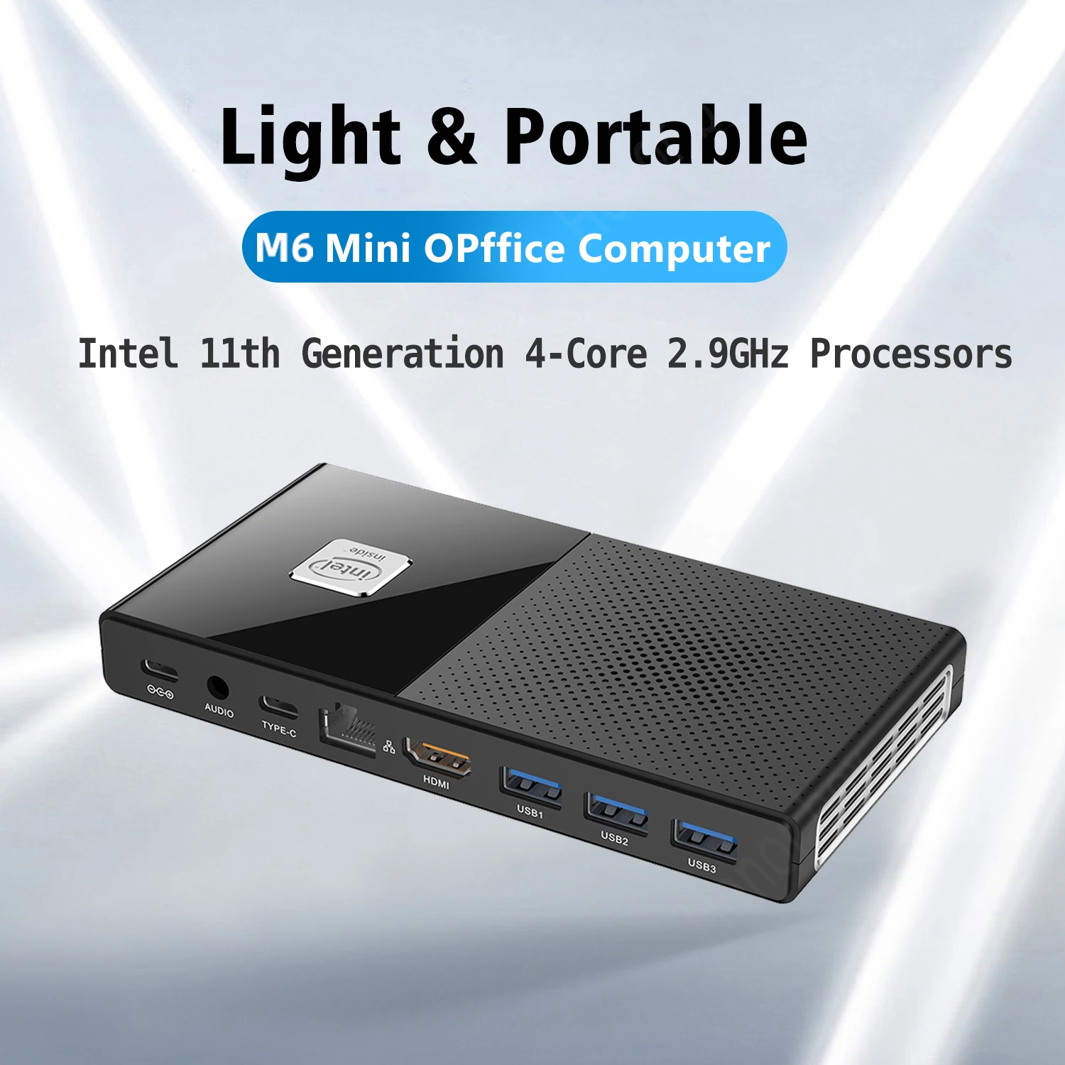 Computador para Jogos M8S, Mini PC, 11th, Intel N5105, 8G, 16G, DDR4, RJ45  duplo, 1000M LAN