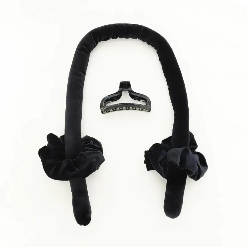Heatless Curling Rod Headband No Heat Silk Ribbon with Hair Claw Clip Lazy Natural Soft Wave DIY Hair Rollers Styling Tool