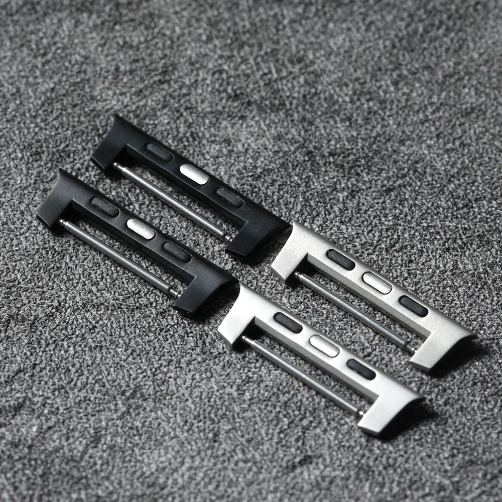 Black Titanium Stainless Steel Connector for Leather Watch Strap Adapter