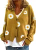 Women's Floral Print Long Sleeve V-Neck Sweaters Button Down Ribbed Cuffs Knit Cropped Cardigan Sweater 6