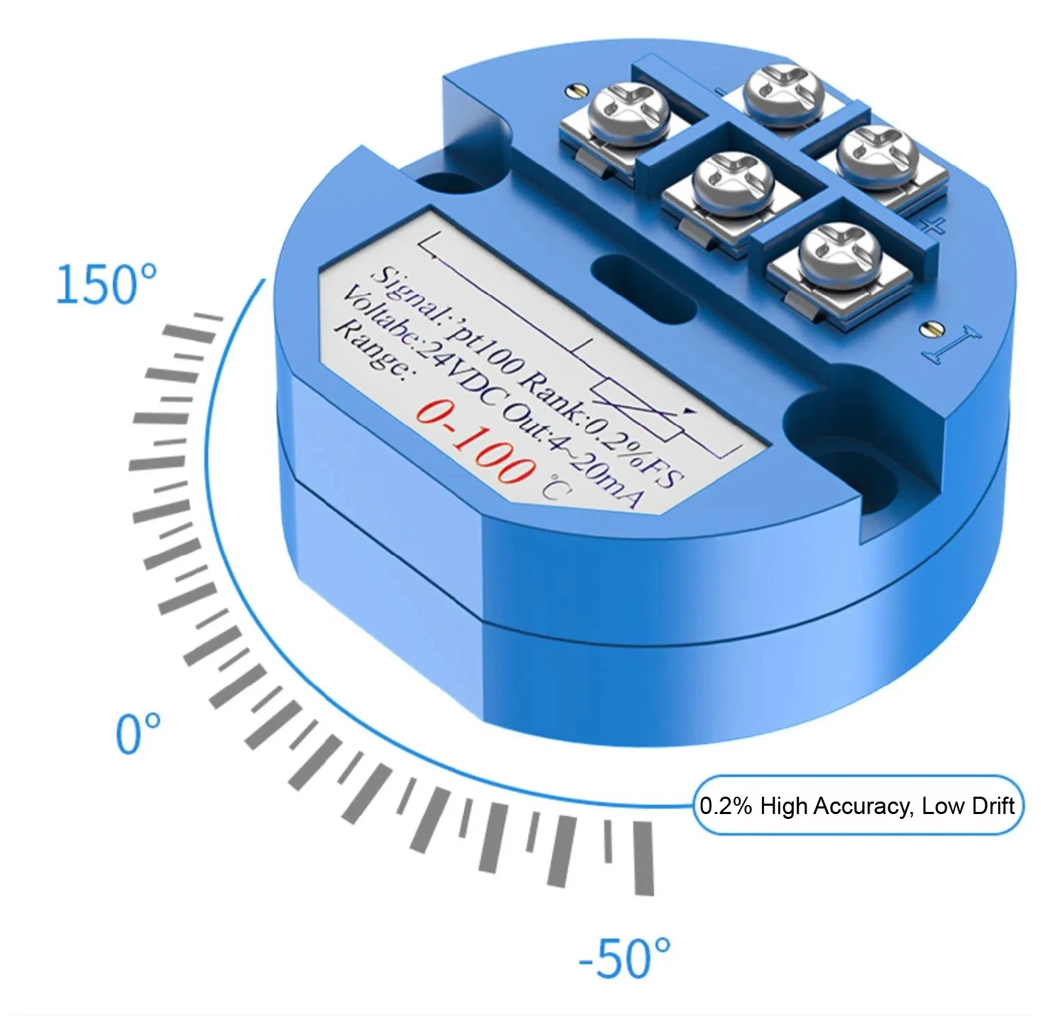 Industrial PT100 Temperature Transmitter RTD To 4-20mA 0-10V 0-5V Isolated Modul