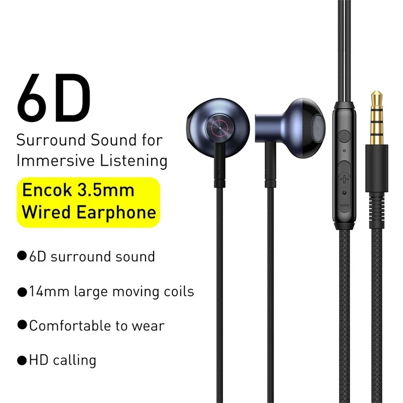 Fone de Ouvido Intra-auricular Estéreo Intra-auricular 35 mm Fio com Microfone para Iphone 6s Xiaomi Samsung Baseus-h19 - Image 2