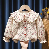Chemise à manches longues pour filles, chemisier à la mode pour petites filles, mode coréenne, printemps, nouveau bébé, beurre, 2024 1