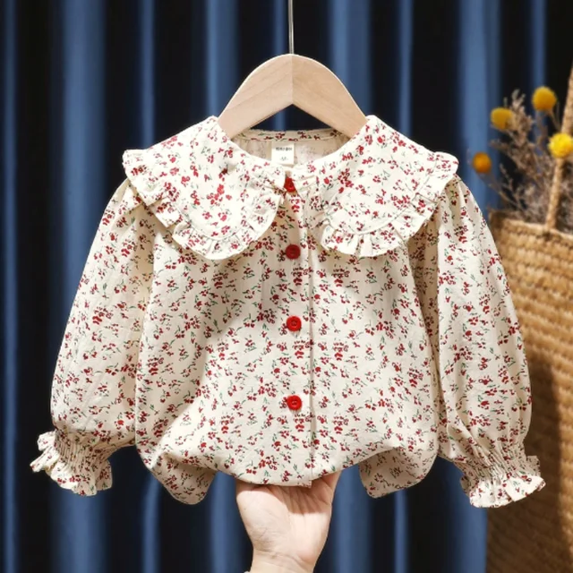Chemise à manches longues pour filles, chemisier à la mode pour petites filles, mode coréenne, printemps, nouveau bébé, beurre, 2024 1