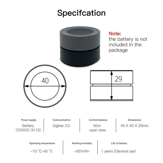 MOES Tuya ZigBee Smart Knob Switch Wireless Scene Switch Button Controller Battery Powered Automation Scenario Smart Life App 6