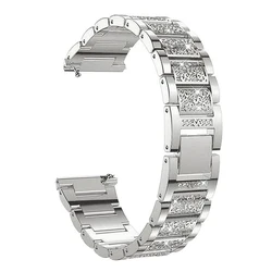 Elegant Diamond Bracelet Stainless Steel Strap for Women - Compatible with Popular Smartwatches (Silver)