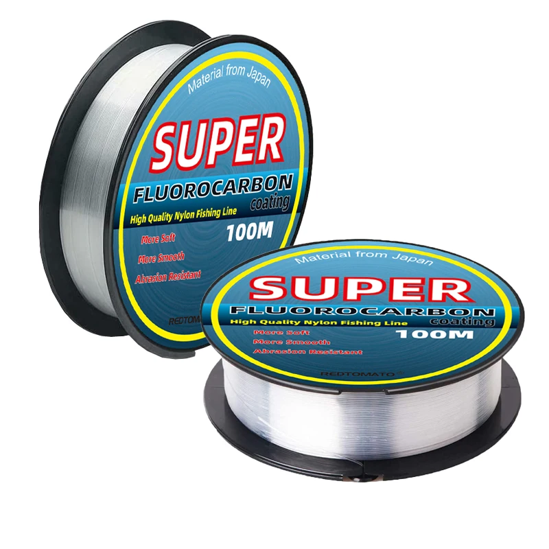 Fluorocarbon Coated Fishing Line 100M Super Strong Monofilament Nylon Fast Sinking Invisible