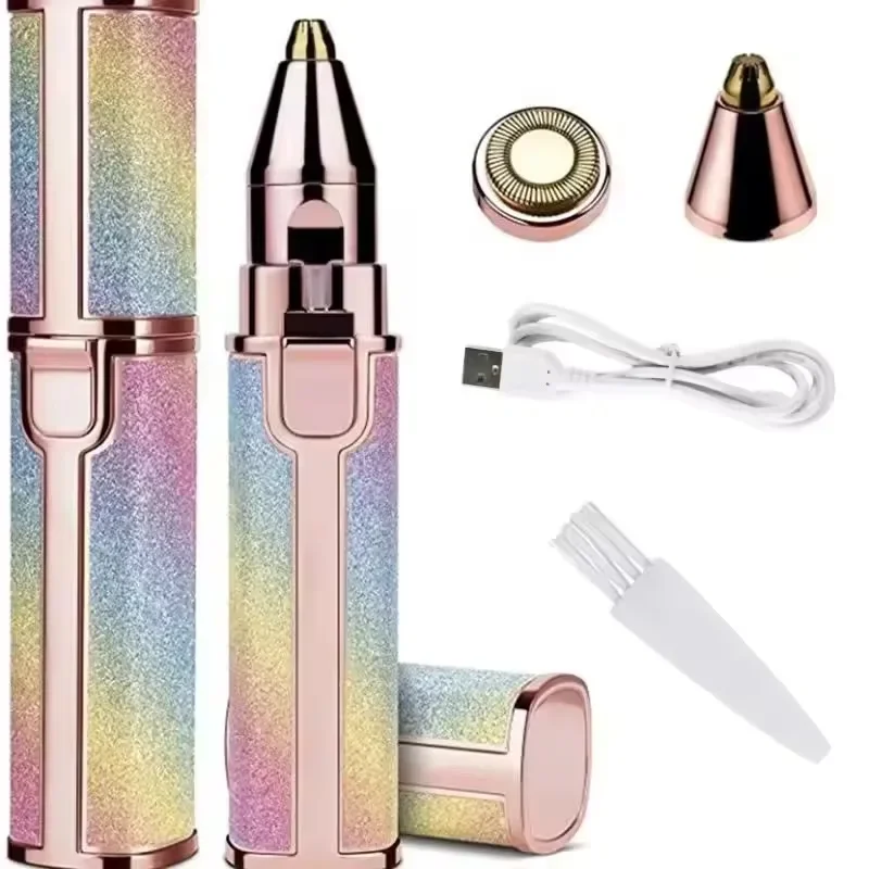 Epilatore elettrico portatile 2 in 1, tagliacapelli, per sopracciglia, viso e labbra, ricaricabile, mini rasoio indolore per donna_voghion.com