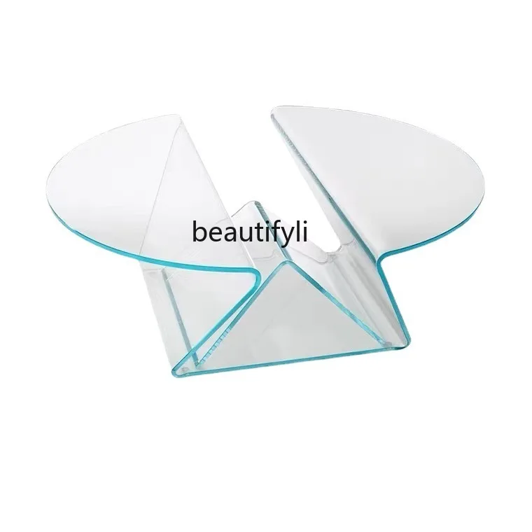

Italian Tempered Glass Reception Tea Table Living Room Transparent Coffee Table Sales Office
