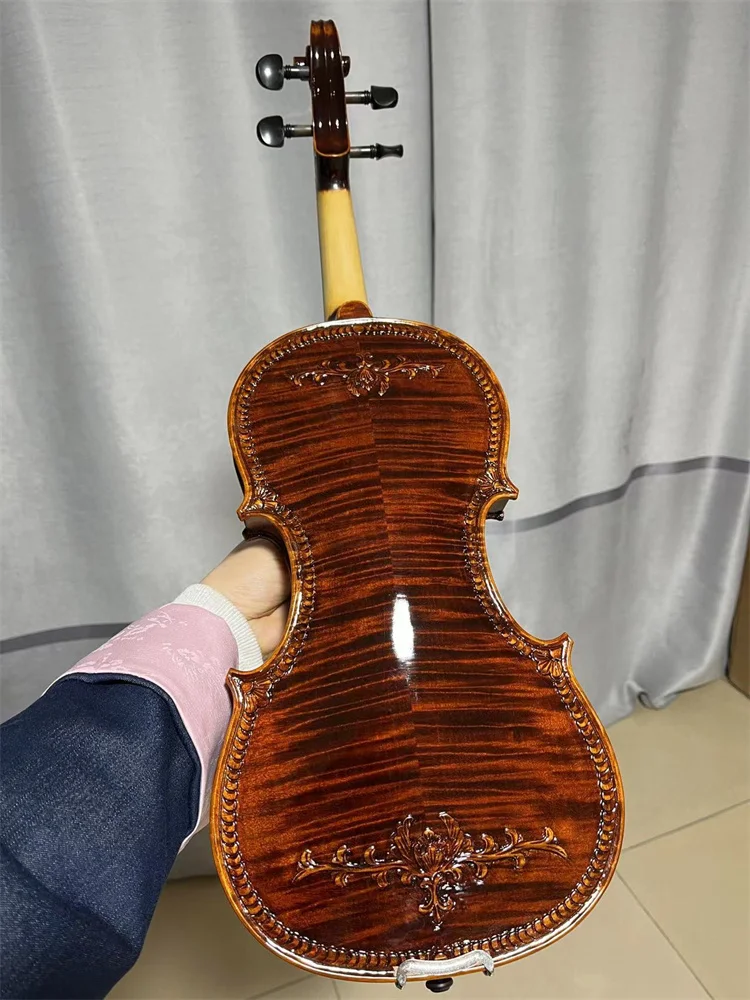 Actual Photo Display Special Old Europe Carving-Hand Crafted 4/4 Violin كمان Ammoon Free Violin Case&Bow violin