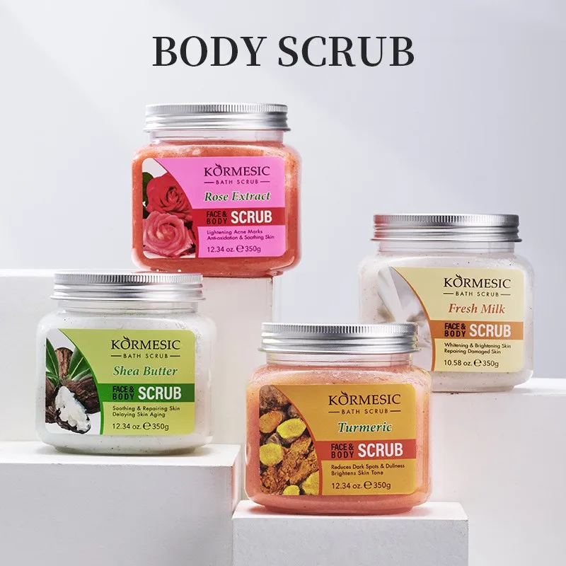 KORMESIC Crema Scrub Corpo Alla Curcuma Idratante Per Il Viso Pulizia Profonda Latte Rosa Delicata Tenera Esfoliazione Del Viso Prodotto Per La Cura Della Pelle - immagine 2