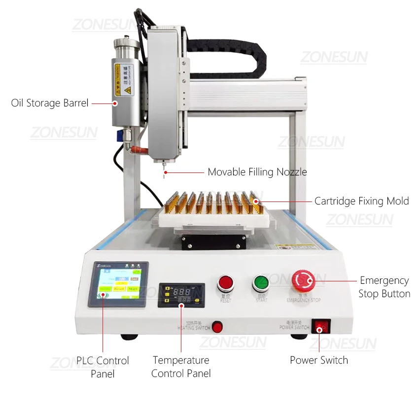 ZONESUN ZS-EL221 Máquina Automática de Enchimento de Cartucho de E-líquido