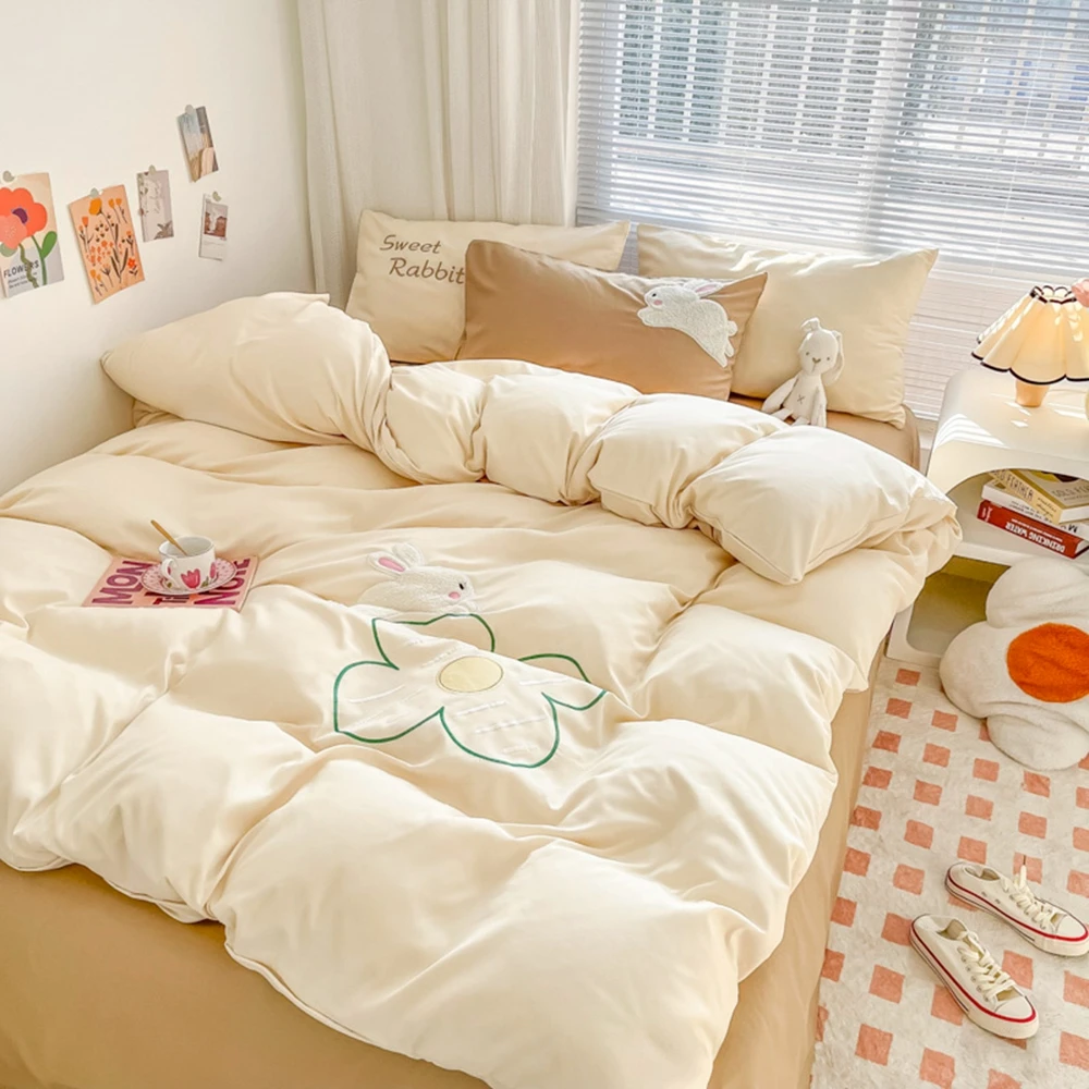 

Nordic Bedspread Double Color Bedding Set Single Queen King Size Duvet Cove Set 240x220 Bed Linen Pillowcase Pink Quilt Covers