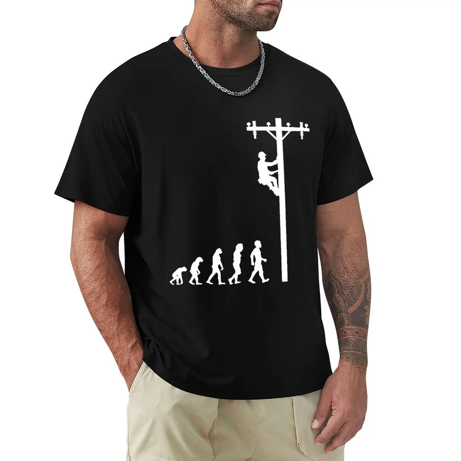 

Evolution Of Lineman Funny Electrician A Person Who Fixes T Shirt Gift Summer Style T-shirt Funny Joke Men Casual Short Sleeve