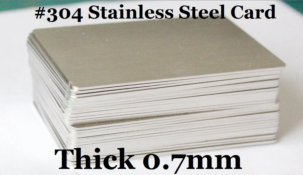 Thick 0.7mm Stainless Steel Blank Silver Tone Metal Business Cards Both Side Brushed Finishing 1/2/5/10/15-You Choose Quantity business cards
