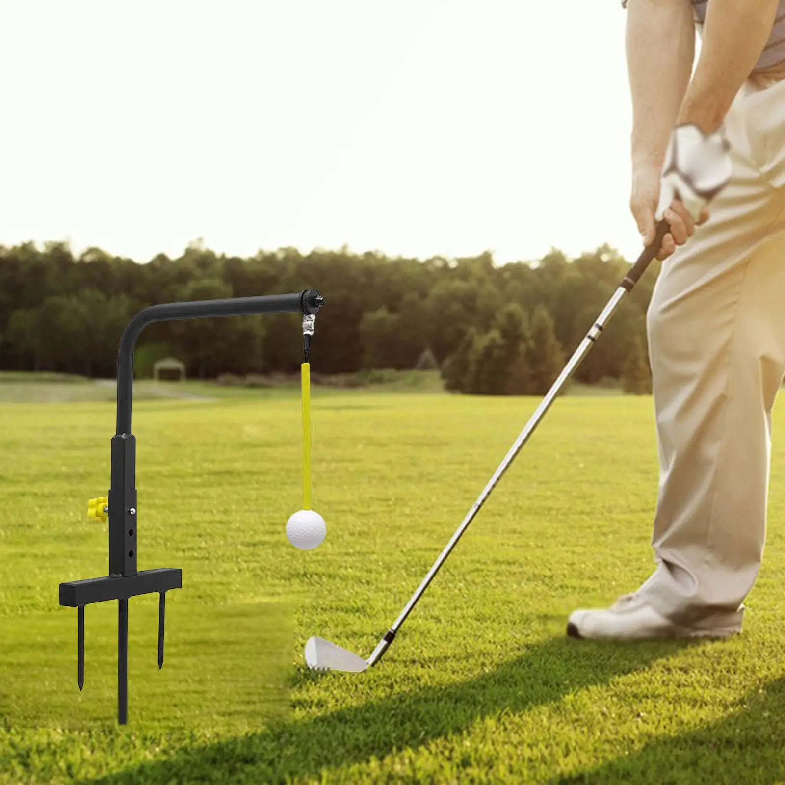 

Тренажер для гольфа, аксессуары для гольфа, регулируемый по высоте для любого уровня оборудования, инструмент, металлический садовый тренажер