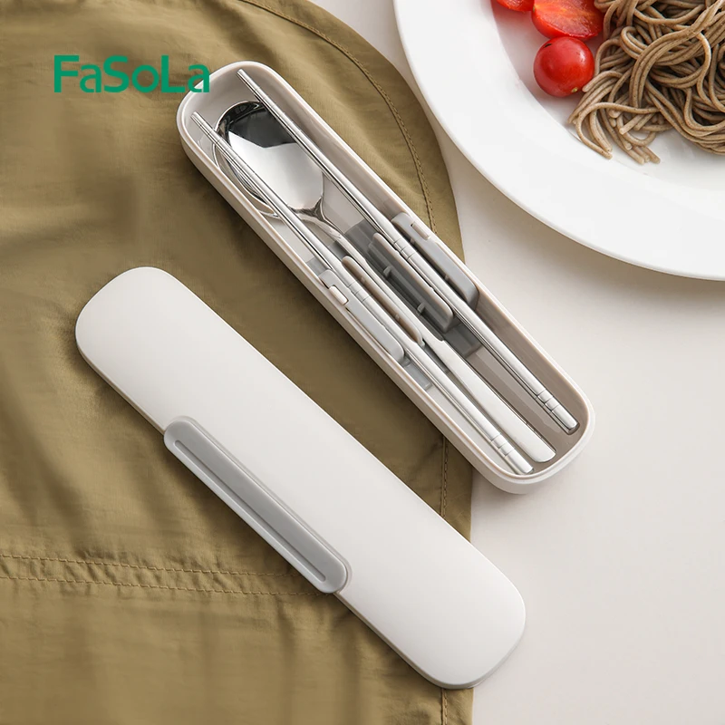 FaSoLa Stainless Steel Chopsticks and Spoon Set Portable Tableware Outdoor Camping Set Travel Dinnerware Cutlery
